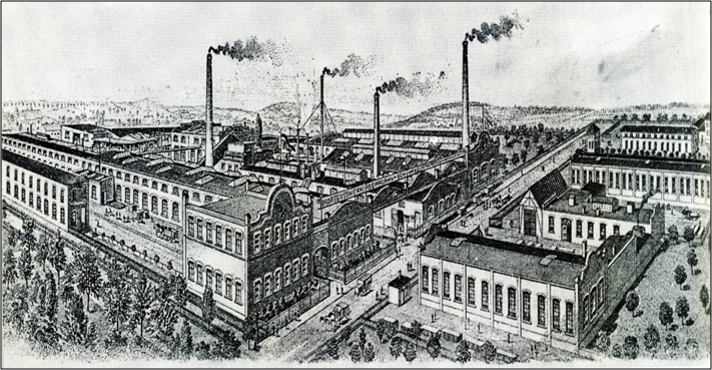 Eine alte Zeichnung des Werks in Rasberg von 1920